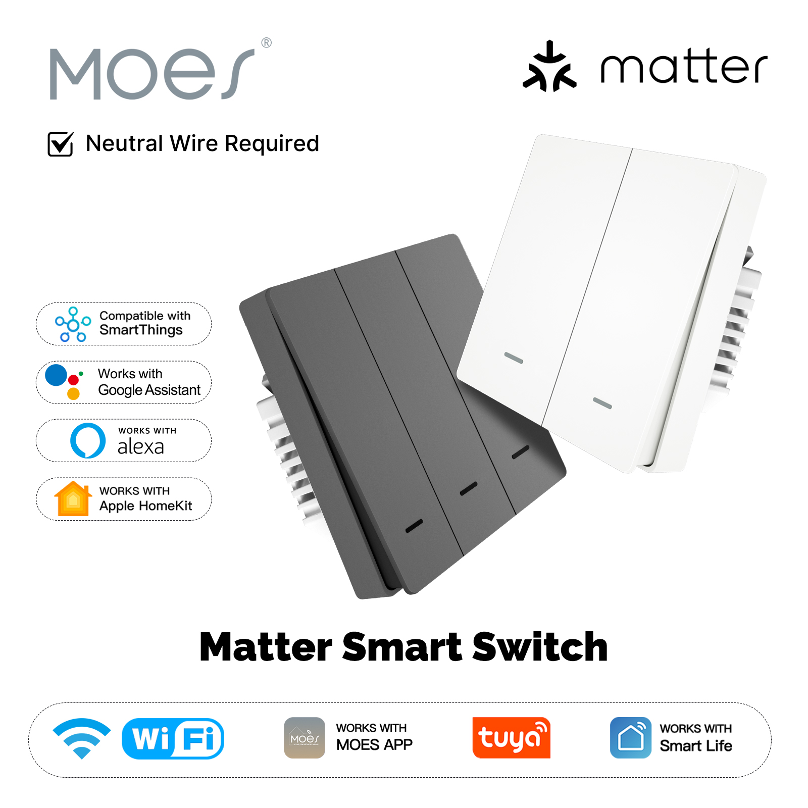 Smart Accessories - MOES Matter Tuya WiFi Sakelar Tombol