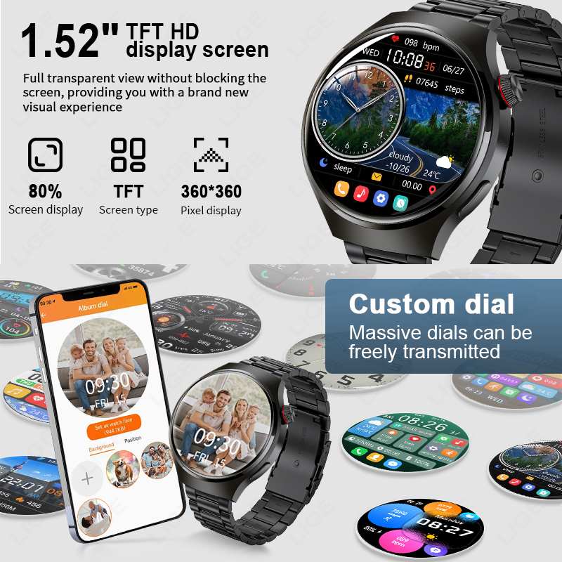 Jam Tangan Pintar 1,52 inci un - Smartwatch Custom ulasan dan harga