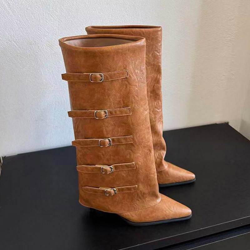 Sepatu Bot Ujung Lancip Musim  - Leather Classic Strap ulasan dan harga